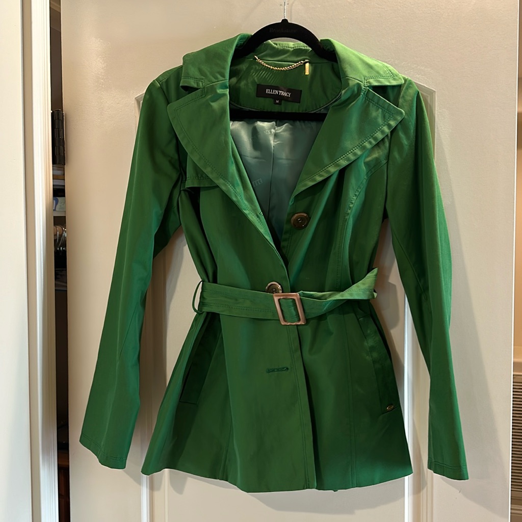 Kelly Green, Three Button, Ellen Tracy, Medium Jacket With 3 Buttons And Pockets
